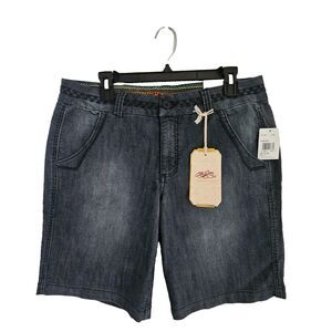 One 5 One Shorts Women's 12 Blue-Gray Denim Chino Mid Rise New